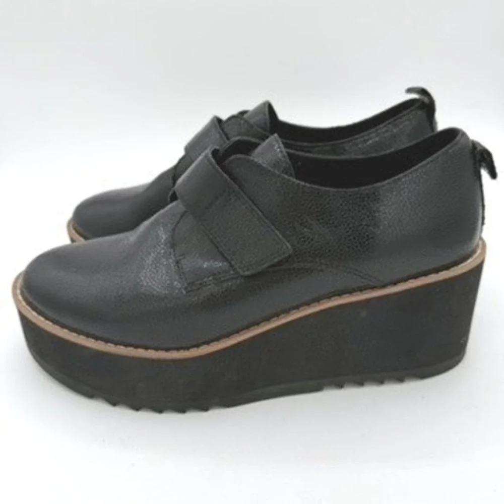 Eileen Fisher Zola Oxford Women 7 Leather Goth Minimalist Office Dark Academia